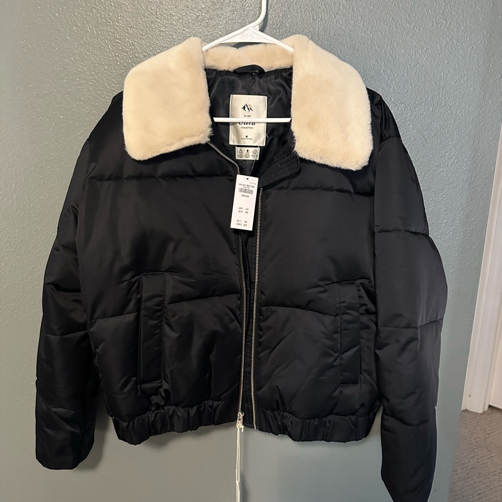 Abercrombie & Fitch Black Jacket with Cream Collar